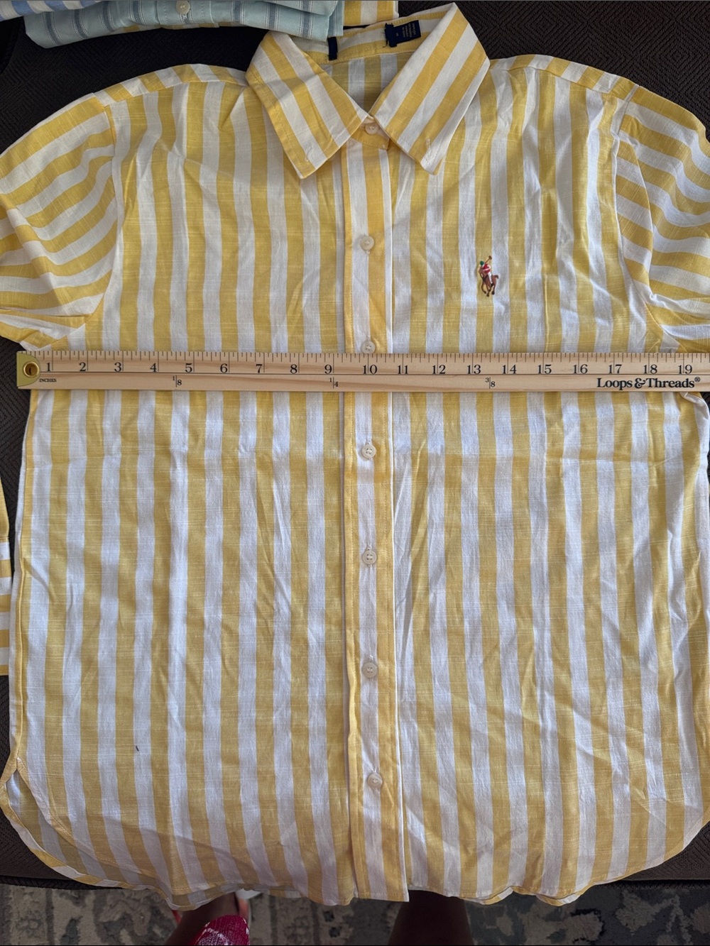 Ralph Lauren Yellow & White Vertical Stripe Button-Down Shirt factory defected. - Picture 6 of 7
